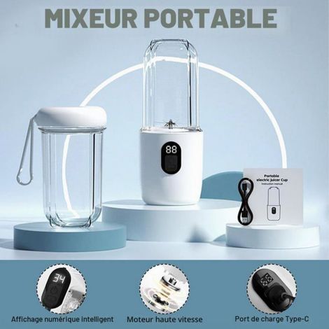 Mixeur Portable - Écran LED - Rechargeable USB - Pour Shakes Et Smoothies - 1 Pièce (1/5)