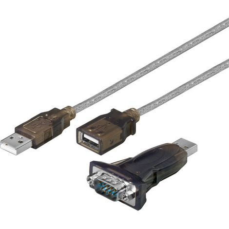 goobay Convertisseur USB/RS232 mini, Transparent - Connecteur USB 2.0 (type A) Connecteur D-SUB/RS-232 (9 pôles) - 1.5 m (95436)
