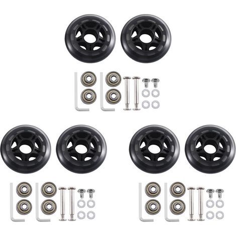Roues 80x24mm avec roulements en acier au carbone de 6 mm, adaptées aux étuis de skateboard, 3 paires. (1/3)