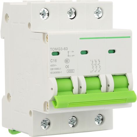 TOMG3-63 Disjoncteur miniature triphasé de type C avec protection contre les fuites (16 A)