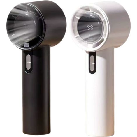 Ventilador portátil de 2 unidades, mini ventilador turbo con velocidad ajustable (1-100), batería 18650, cuerpo metálico, pantalla digital, para hombres y mujeres, ideal para viajes y actividades al a