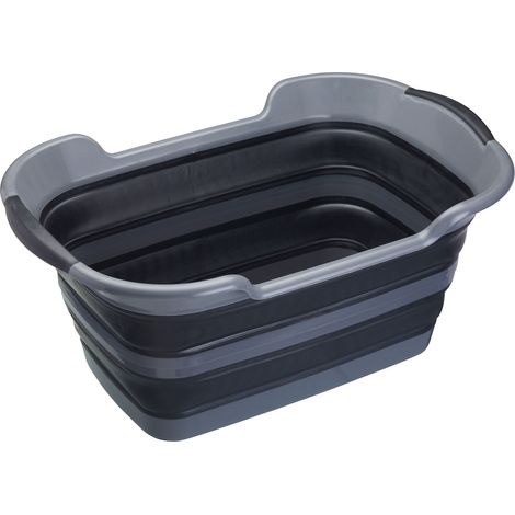 MasterClass Smart Space Cesto grande de plástico plegable para la ropa sucia, 60,5 x 40 x 28 cm (24" x 15,5" x 11") - Negro / Gris