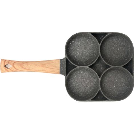 Eierpfanne, Pfannkuchenpfanne, antihaftbeschichtet, 4 Tassen, Spiegeleipfanne aus Aluminium, Bakelitgriff, für Frühstück (1/5)