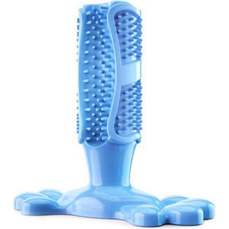 Dog Toothbrush Stick Dog Toys Chew Massager Effective Cleaning for Medium-Sized Dogs Puppies Cats Dental Brushing Bite-Resistant Rubber (blue, trumpet) (1/5)