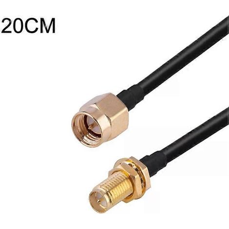 Câble adaptateur coaxial SMA mâle vers SMA femelle - 20 cm RG174, (1/3)