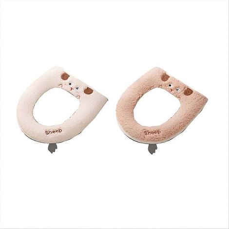 Tapis de toilette universel à fermeture éclair, accessoires de salle de bain, blanc et marron clair (1/5)