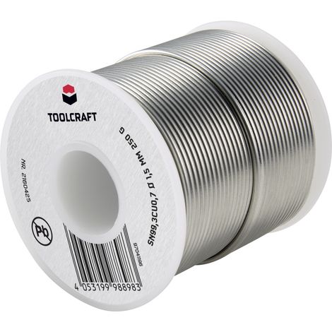 TOOLCRAFT Étain à souder sans plomb bobine Sn99,3Cu0,7 ROL1 250 g 1.5 mm (1/3)