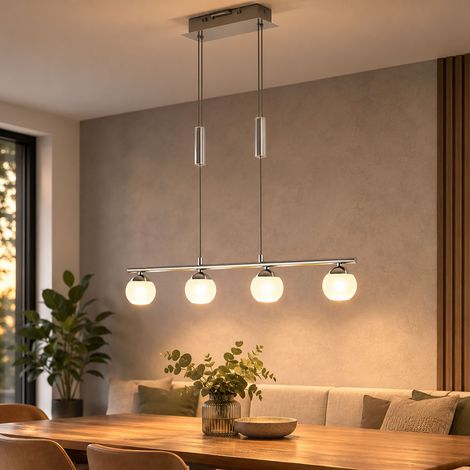 Pendelleuchte Hängelampe Esszimmerlampe Höhenverstellbar Chrom Stahl H 110 cm (1/5)