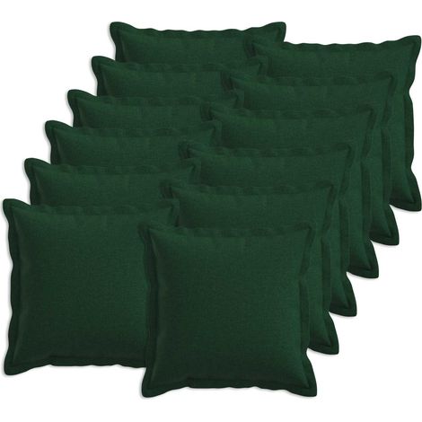 vidaXL Cushion with Pillow HOUTEN 12 pcs Dark Green Faux Linen (1/5)
