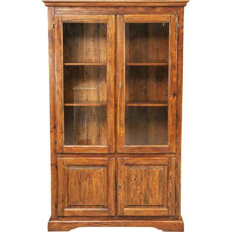 Landhausvitrine aus massivem Nussbaum Lindenholz L120xPR37xH197 cm. Made in Italy