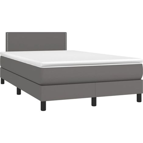 Maison Exclusive - Sommier à lattes de lit avec matelas gris 120x190 cm similicuir (1/5)