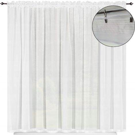 Fertiggardine, klassisch, glatt, lang, 400 x 270 cm, für den Balkon, weiß