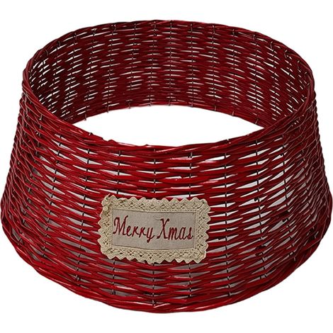 Cesta copri base per Albero di Natale colore rosso decorazione natalizia sottoalbero (1/2)