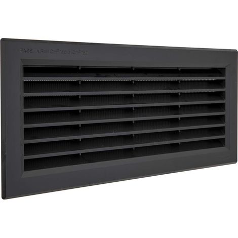 La Ventilazione P31R13N Griglia di Ventilazione rettangolare in Plastica nero da incasso con rete antinsetti. Dimensioni 315x136 mm