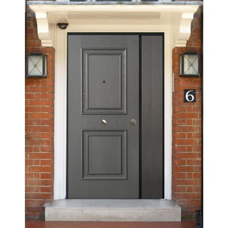 Portone per Ingresso Blindato Antisfondamento Due Ante Colore Grigio da Esterno