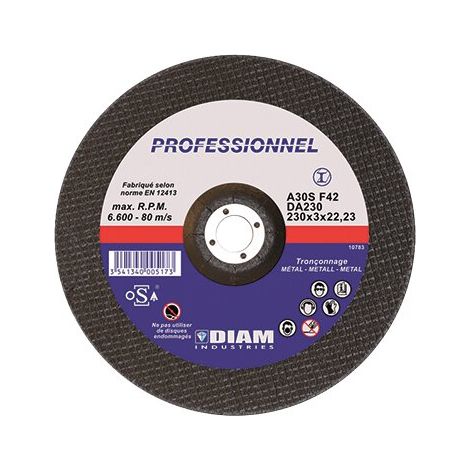 DISQUE ABRASIF DIAM INDUSTRIE ACIER D300MM EP.3,5MM - DA30020