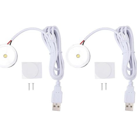 Projecteur LED circulaire compact avec prise USB 5V et câble de 1,28 m pour vitrine, armoire ou étagère (lumière naturelle). (1/5)