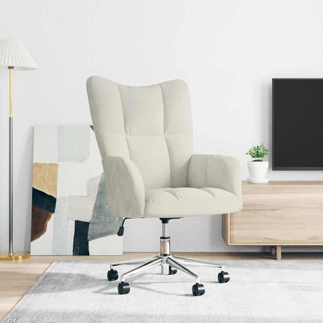 vidaXL Sillón de relax de terciopelo color blanco crema (1/5)