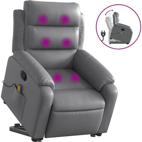Fauteuil de massage inclinable en similicuir gris (1/5)