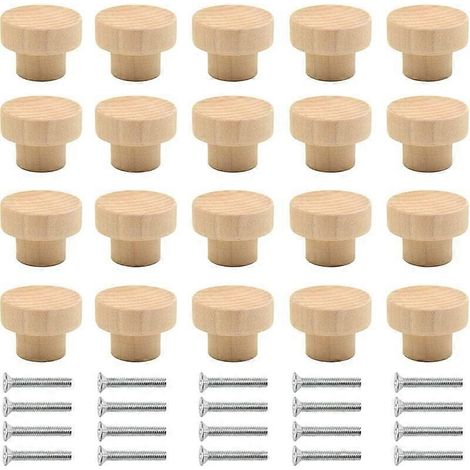 Lot de 16 boutons de tiroir ronds à tête plate de 1,53 pouce, poignées de meubles non peintes, quincaillerie pour portes d'armoires (39 mm de diamètre) (1/5)