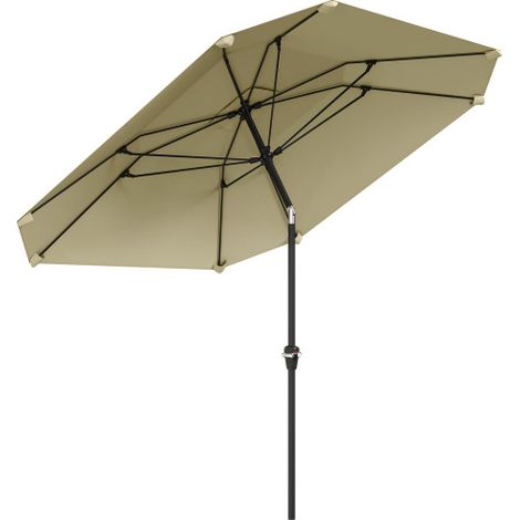 Sonnenschirm Ø233 cm, Sonnenschirm mit Knickfunktion, achteckig Balkonschirm Strandschirm windfest stabil Marktschirm Kurbelschirm Sonnenschutz für Strand Balkon Terrasse Garten, Beige 
On-Site