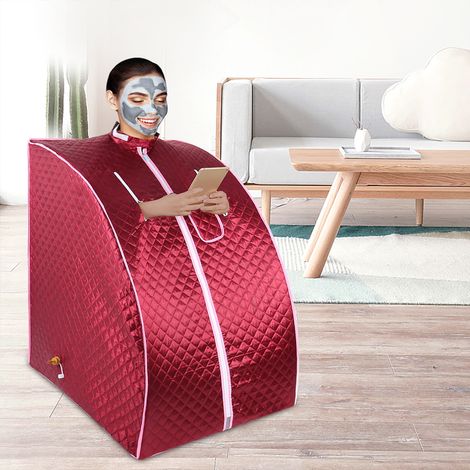 Cabine de Sauna Vapeur Sauna Maison Portable Mobile Hammam et Sauna - Rouge
