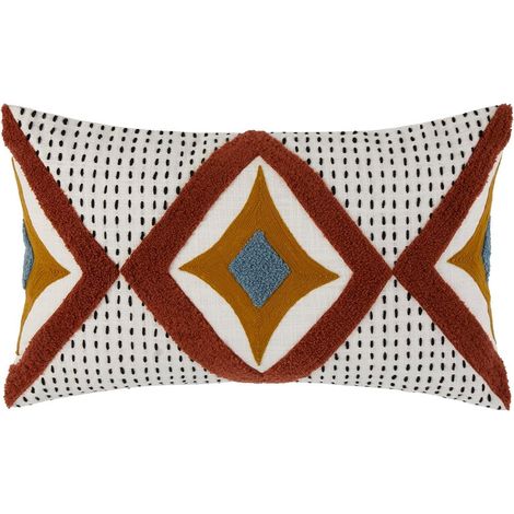 Housse de coussin 28x47 cm MADURA - Ivoire et terracotta - ZAYI (1/4)