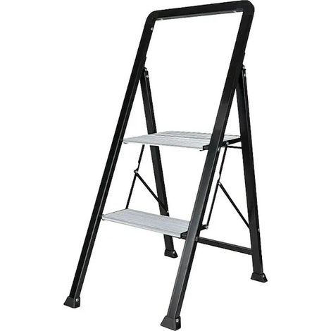 BATAVIA Escabeau pliant - noir - compact et ultra stable pour usage domestique