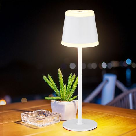 Lampada da tavolo lampada da tavolo per esterni LED bianco dimmer tattile lampada da giardino dimmerabile a batteria USB, metallo acrilico, 2x LED bianco caldo, DxH 11x38,5 cm