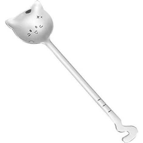 Cuillère à café mignonne et antiadhésive en acier inoxydable en forme de chat, idéale pour la cuisine (XIU) (1/5)
