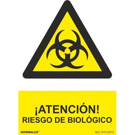 Señal industrial ¡Atención Riesgo Biológico (tintas UV) SEKURECO 300 x 400 mm PVC GLASSPACK 0'7 mm
