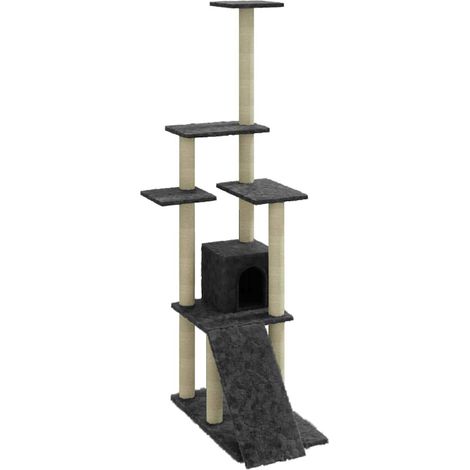 vidaXL Rascador para gatos con postes de sisal gris oscuro 155 cm (1/2)