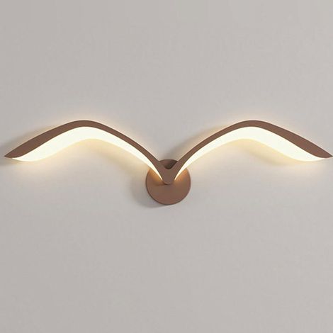 LED Animaux Oiseau Applique Intérieur Décorer Lampe murale Mouette Créative Lampe de chevet 9W Blanc Chaud Bird Eclairage mural Métal Matériau Acrylique Abat Jour pour Salon (Marron 50CM) (1/5)