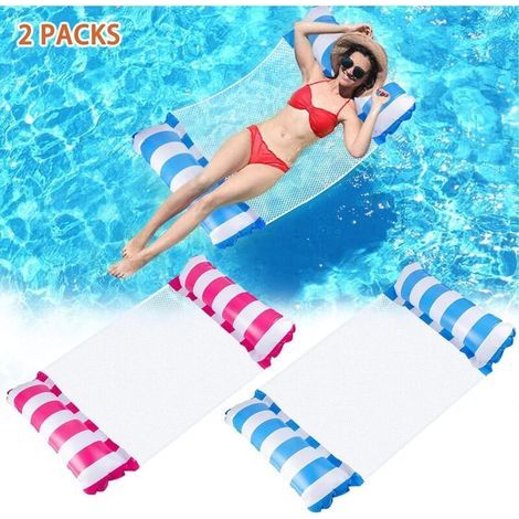 Hamac Flottant 2 Pcs, Flotteur Gonflable Piscine 4 -en-1 Flotteur Hamac Hamac d'eau Multi-Usage Pliable Flottantes Hamac Portable Flotteur Ultraléger pour Adultes (1/5)