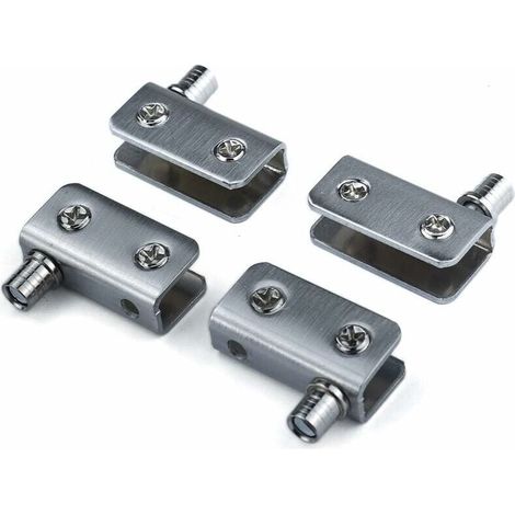 Bisagras para muebles, bisagras para puertas de vidrio, bisagra pivotante de 90°, vidrio sin perforación, acero inoxidable, aptas para vidrio de 5-8 mm, Starlight, paquete de 4 (1/4)