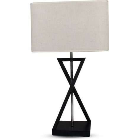 V-TAC VT-7712 Lampe de table design avec abat-jour carré ivoire avec auvent en métal noir et support E27 - sku 40381 (1/5)