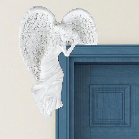 Décoration de cadre de porte ange, sculpture d'aile d'ange en résine, statue décorative avec aile en forme de cœur, art créatif premium, WallLeft (1/4)