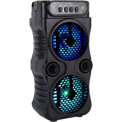 Tragbarer kabelloser Outdoor-Lautsprecher mit zwei 7,6 cm (3 Zoll) Stereo-Subwoofern, Bassverstärkung, Karaoke, USB-Stromversorgung, ideal für Partys und Zuhause. (1/5)