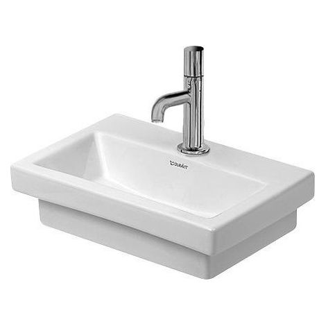 Lave-mains Duravit 2ND FLOOR sans trop pleinavec plage de robinettrie 400x300mm geschl 1 trou de robinetterie blanc W