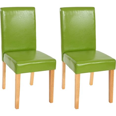 Juego de 2 sillas de comedor sintéticas verdes con patas claras CDS04031 (1/5)