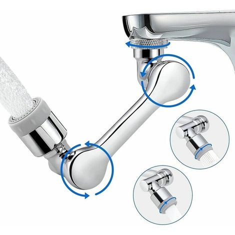 Prolunga per rubinetto girevole a 1080 gradi, accessorio per rubinetto con aeratore girevole a 1080 gradi e 2 funzioni di getto, prolunga per rubinetto con aeratore per rubinetti filettati. (1/5)