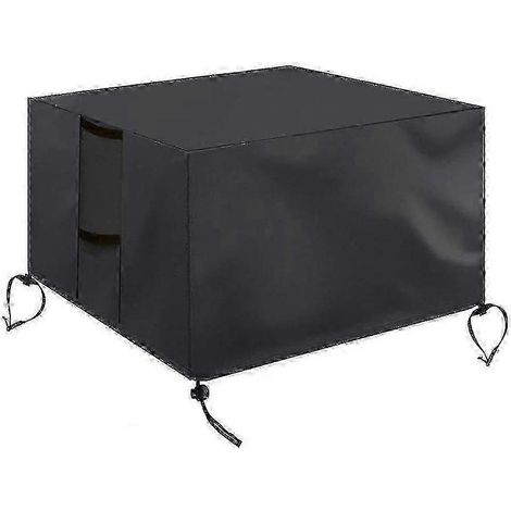 Housse de protection imperméable en tissu Oxford pour table et chaise, avec grille de ventilation, protection solaire et poignées (1 pièce, noir). (1/3)