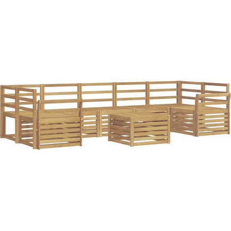 Ensemble de canapés d'extérieur 8 pc Blanc Bois d'Acacia Massif vidaXL