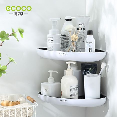 QAZQA Etagere Douche Sans Percage, Plastique Rangement salle de bain, Rangement et Organisation de la Salle de Bain, Porte Savon Douche, Etagere Salle de Bain-2 Niveaux-noir (1/3)