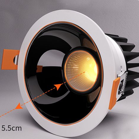 Pas de lumière principale, projecteur encastré à cuvette profonde, spot encastré COB à cadre étroit, projecteur anti-éblouissement (1/5)