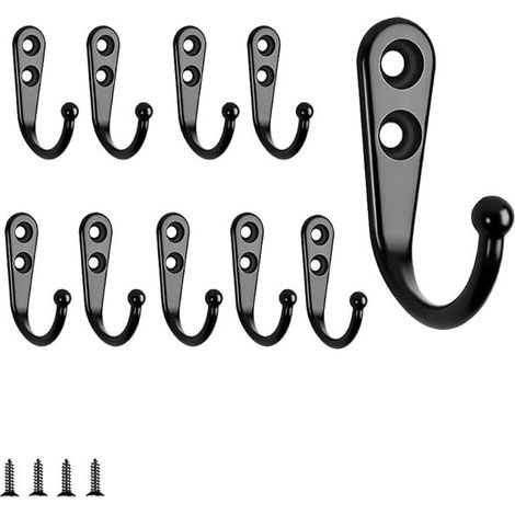 15 Stück schwarze Einzelhaken, Wandhaken, schwarze Kleiderhaken, inklusive Befestigungsschrauben (1/5)