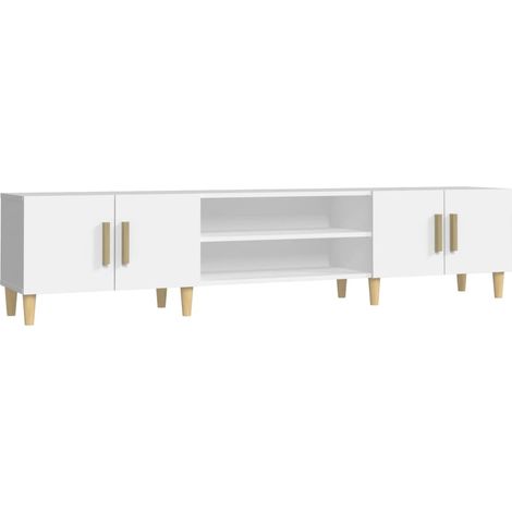 Mueble TV multimedia estantería para televisión buffet para televisión comedor salón dormitorio 180 x 31,5 x 40 cm madera contrachapada blanca 020026091