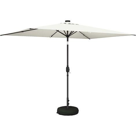 Garden Parasol with LED Lights and Base 200 x 300 cm Polyester vidaXL (1/5)