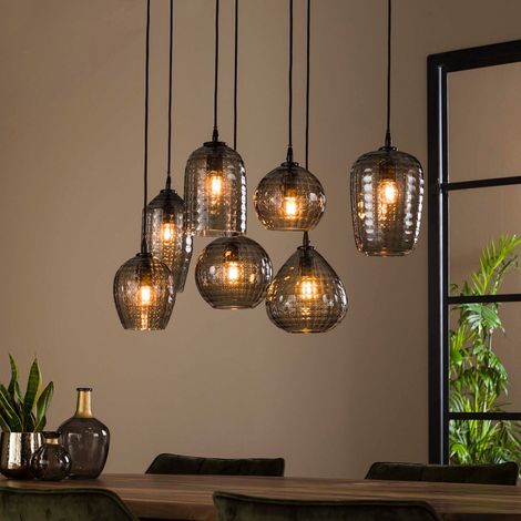 Suspension design abat-jour verre fumé 7 lampes SHADOW (1/5)