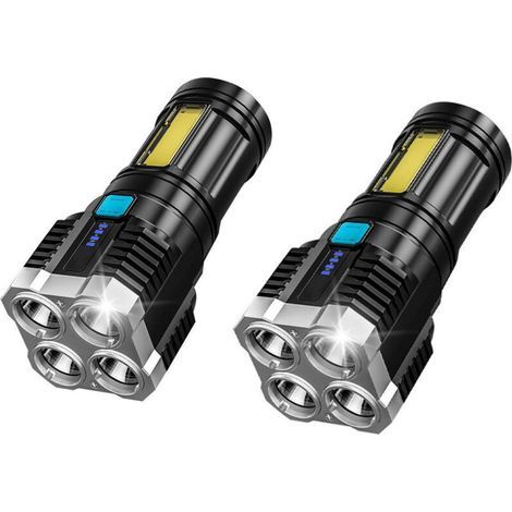High-brightness rechargeable LED flashlights, super bright flashlights with 4 LED lights, waterproof, 4 modes, powerful long-range torch up to 200 meters, for camping (1/5)